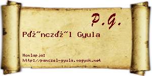 Pánczél Gyula névjegykártya